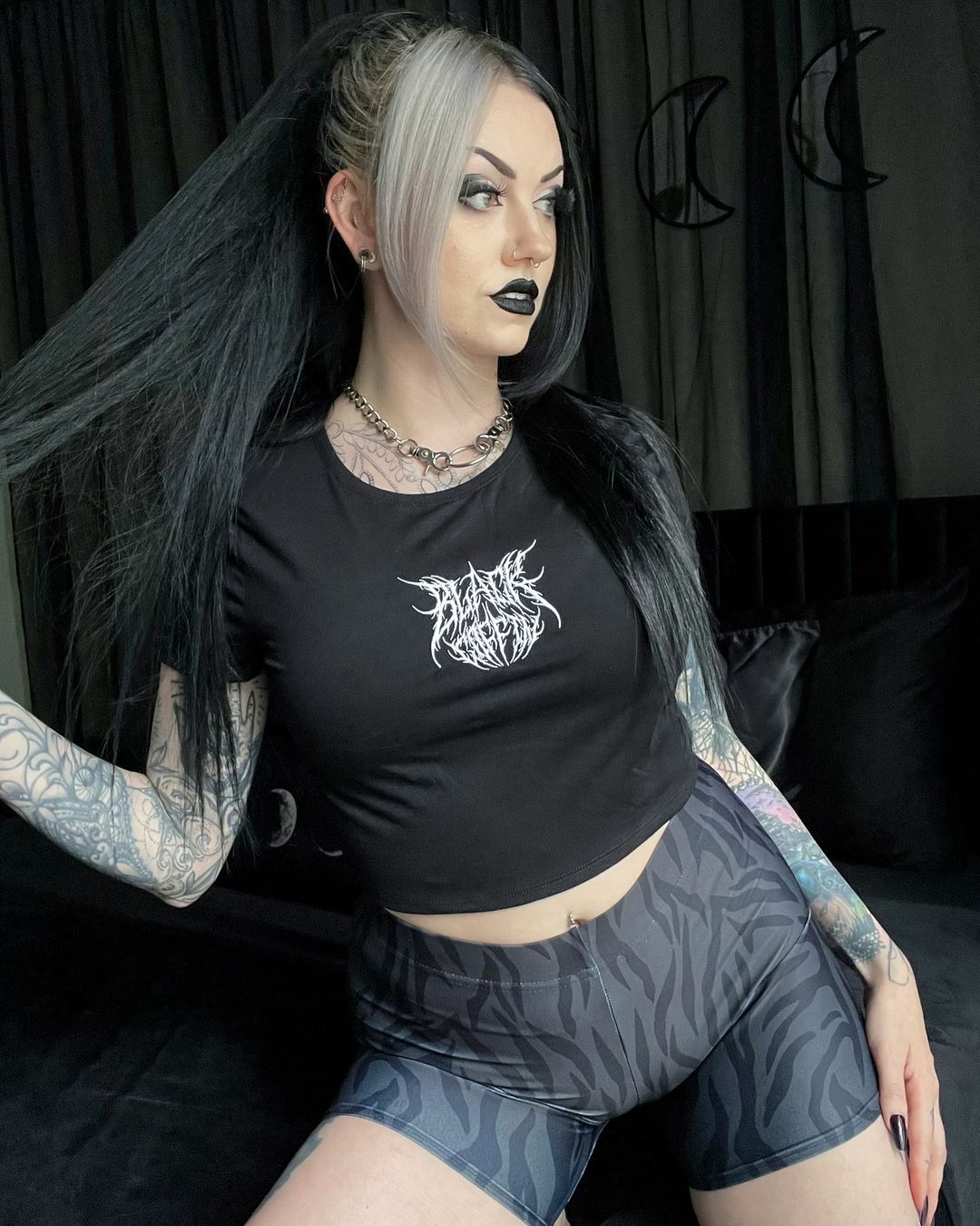 Metal Embroidered Logo Crop Top