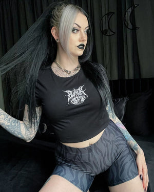 Metal Embroidered Logo Crop Top