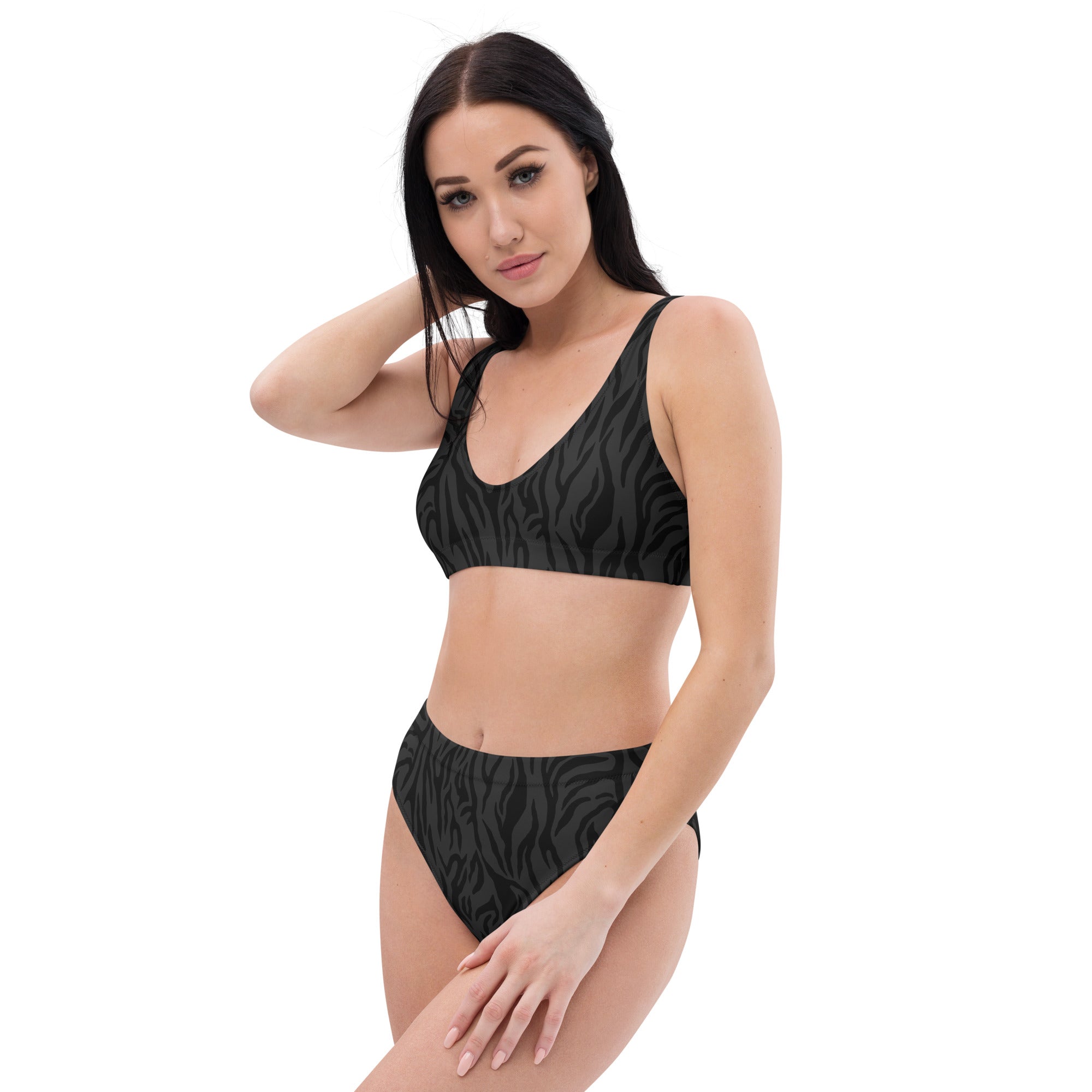 Black Zebra High-Waisted Bikini