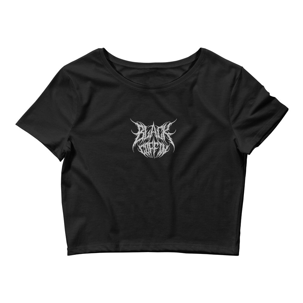 Metal Embroidered Logo Crop Top